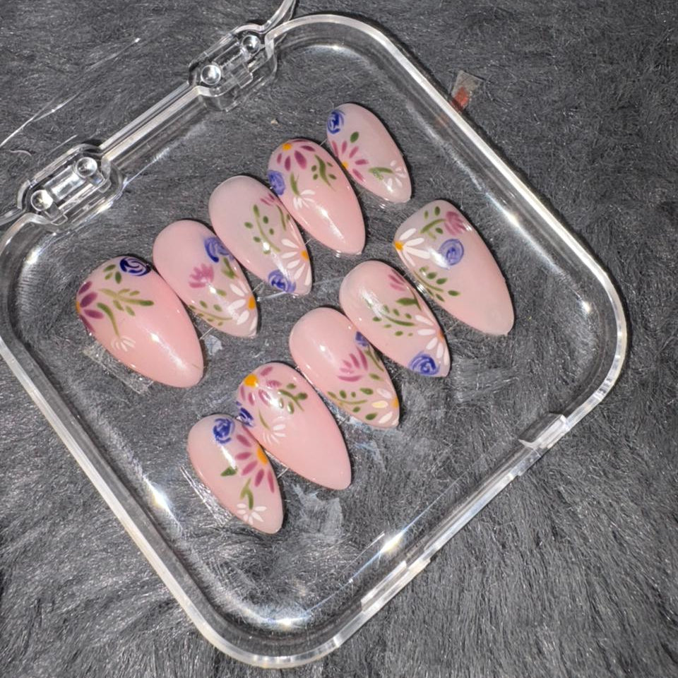 Pink Petal Floral Press-On Nails