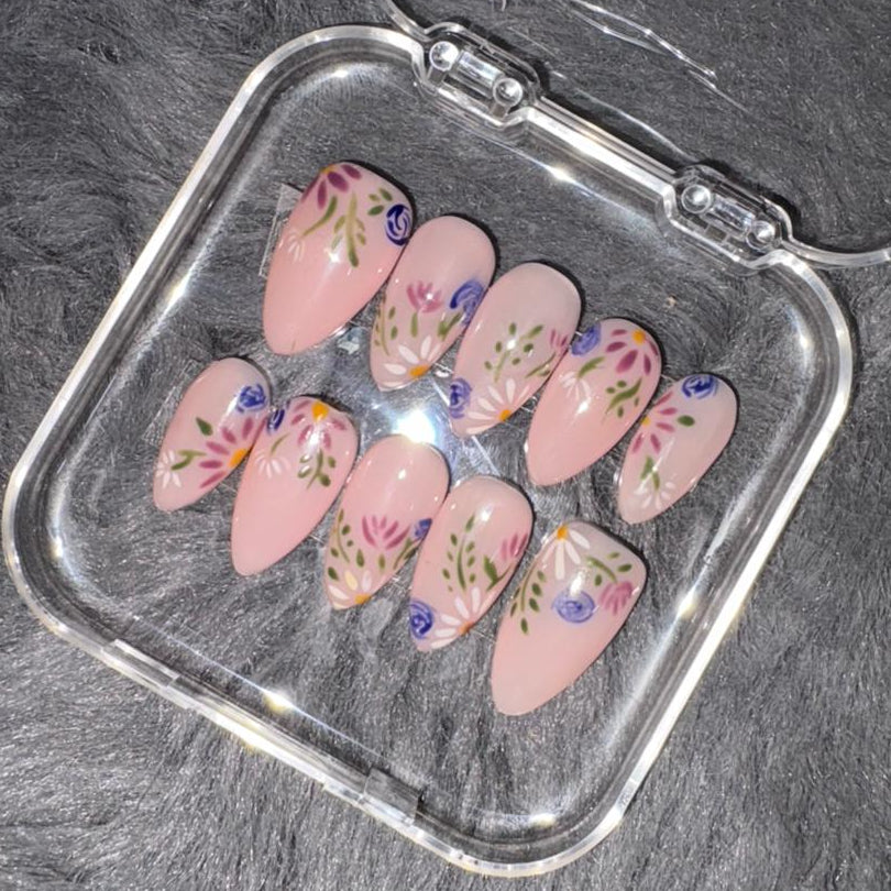 Pink Petal Floral Press-On Nails
