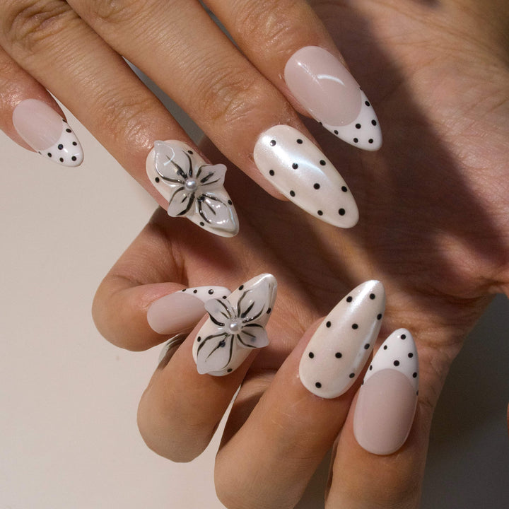 Polka Pearl White Press On Nails