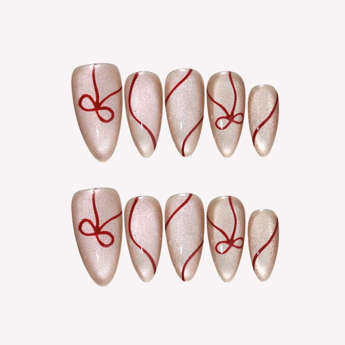 Red Velvet Bow Press-On Nails