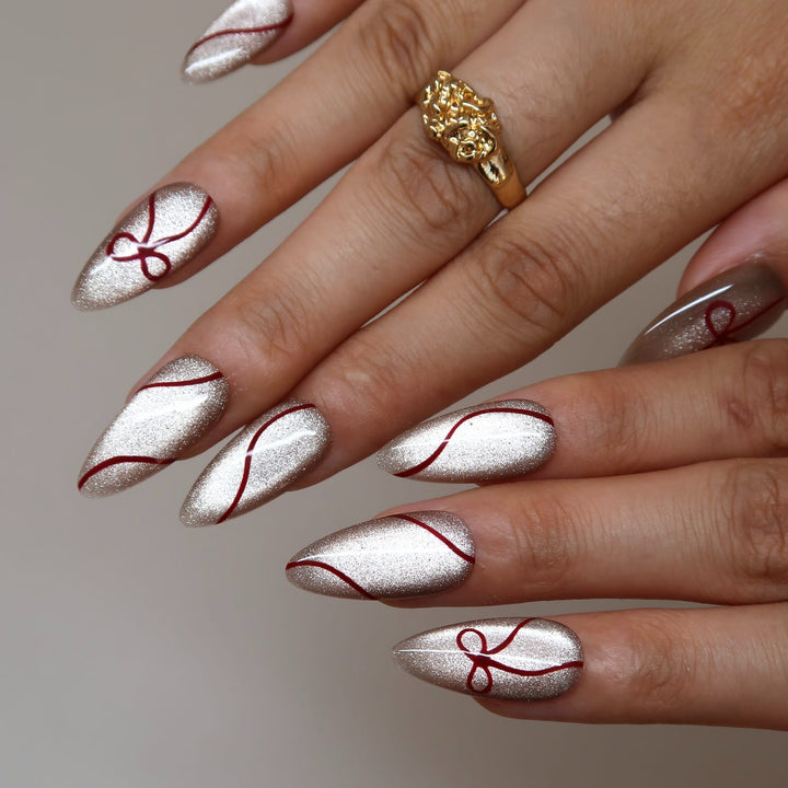 Red Velvet Bow Press-On Nails