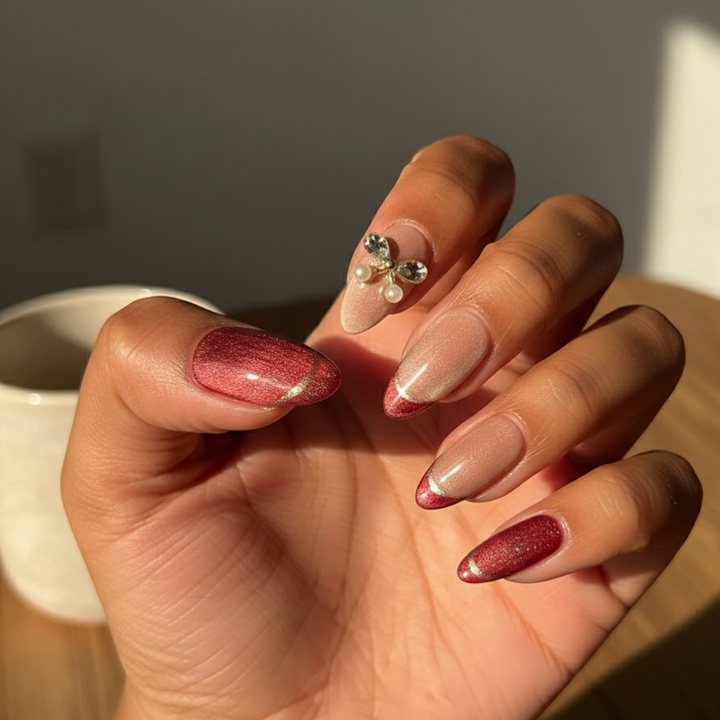 Ruby Sparkle Press-On Nails