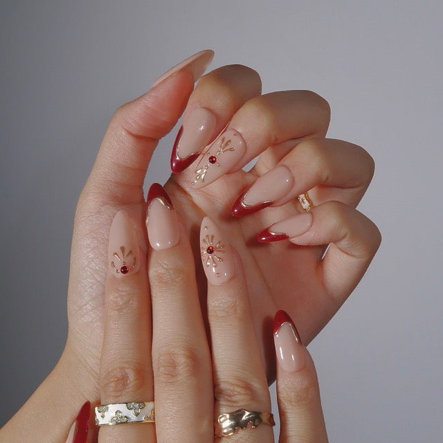 Ruby Whispers – Almond Press On Nails