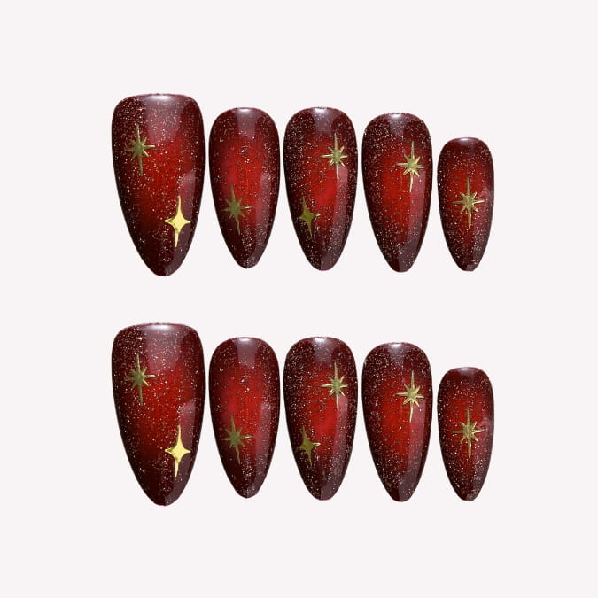 Ruby Snowflakes Press-On Nails