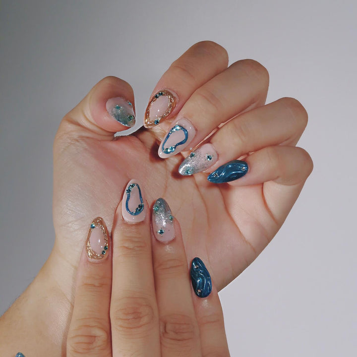 Sapphire – Almond Press On Nails