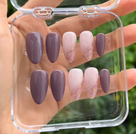 Lavender Marble Luxe Press On Nails