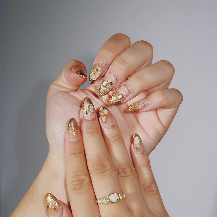 Shimmering Bliss – Almond Press On Nails
