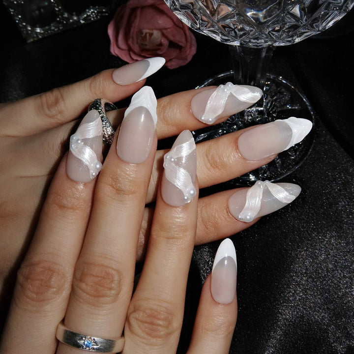Silken Ties – Almond Press On Nails