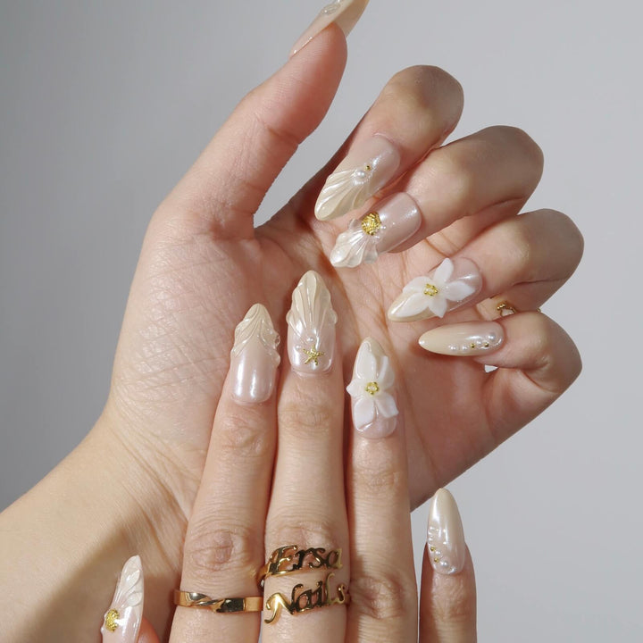 Silken Waves Almond Press On Nails – Reusable Salon Quality Nail Set