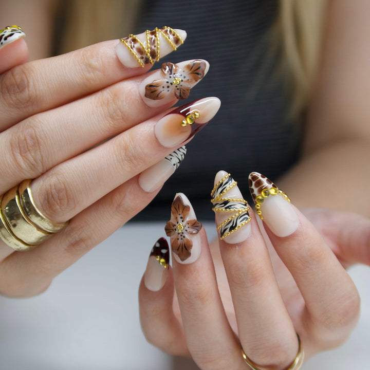 So Far Away Neutral & Gold Press On Nails