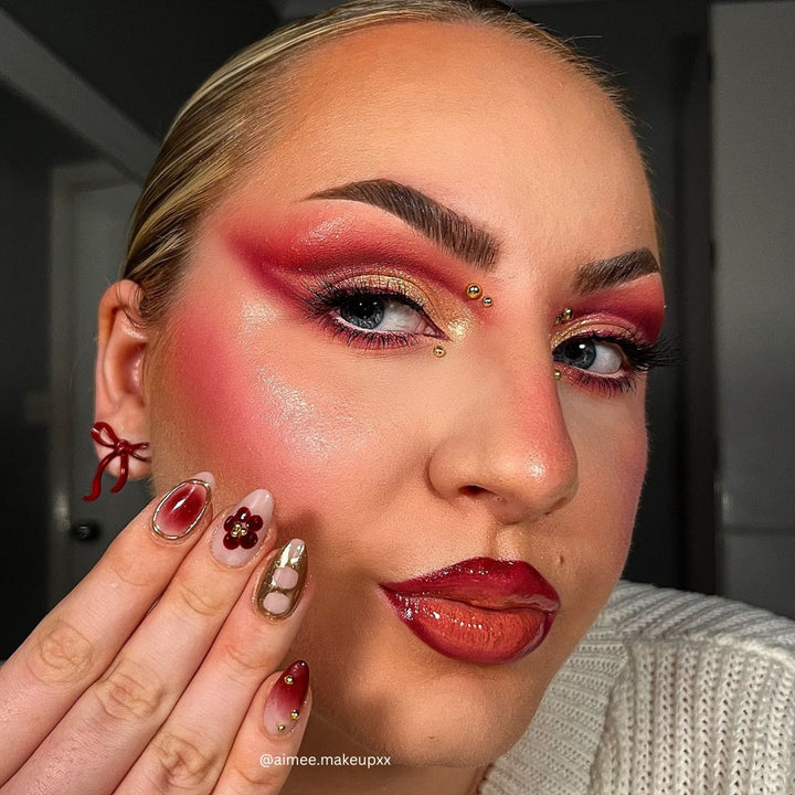 Spiced Bloom Red Floral Press On Nails