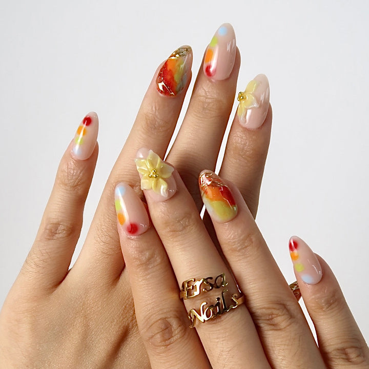 Splashy Watercolor Floral Press On Nails