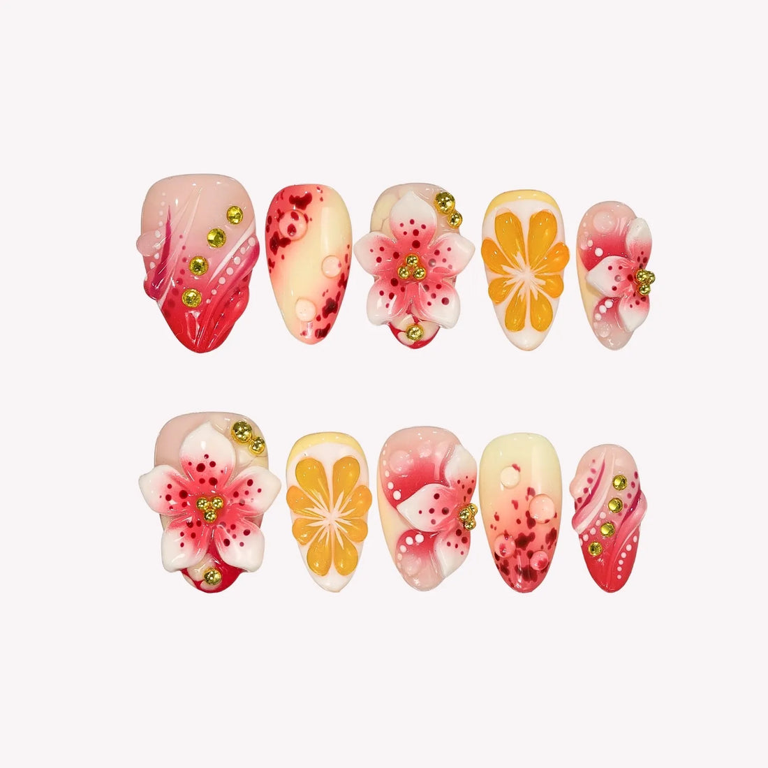 Stay In Bloom – Short Almond Floral Press On Nails