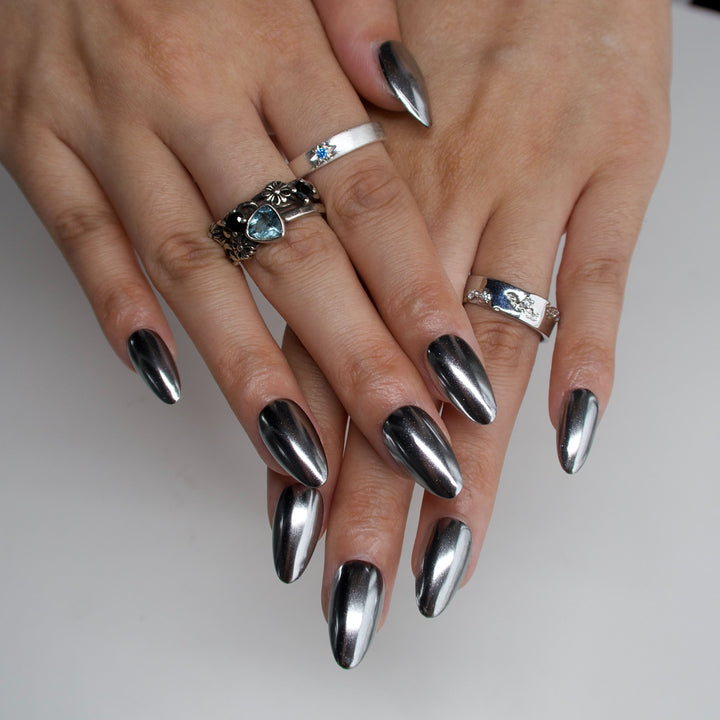 Stay Metallic Silver Press On Nails