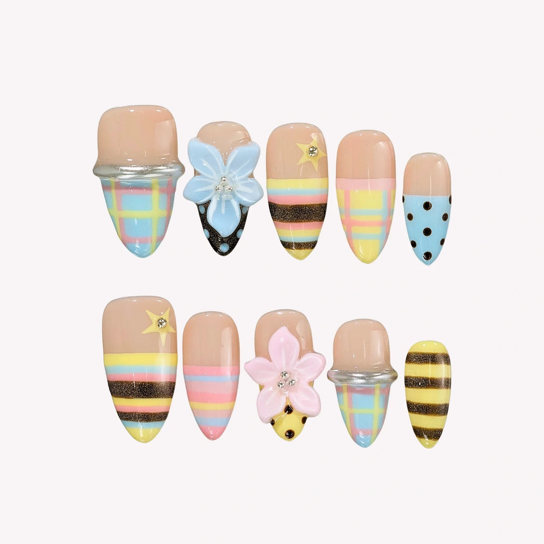Sweet Escape – Medium Almond Pastel Press On Nails
