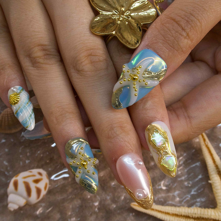 Tide Tango Ocean Blue Press On Nails