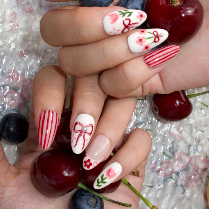 Tulip Harvest Almond Press On Nails – Reusable Salon Quality Nail Set