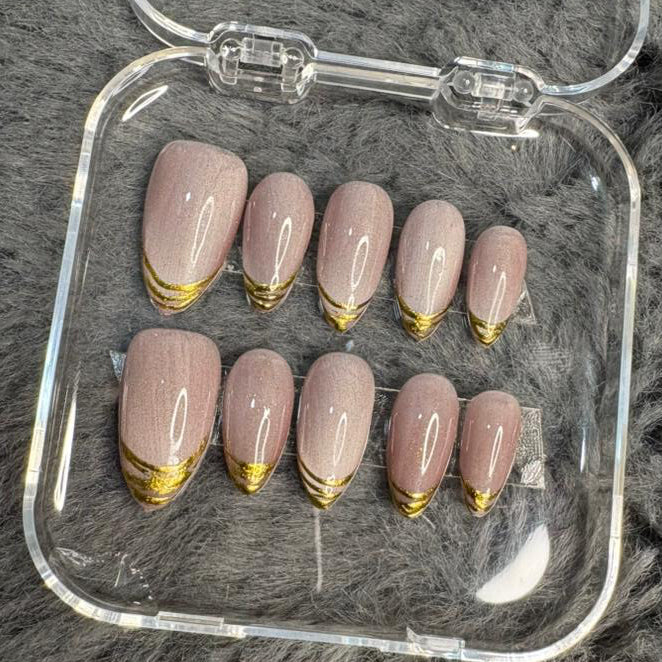 Champagne Gold Tip Press-On Nails