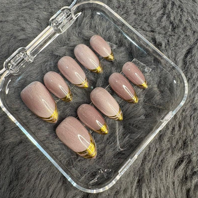 Champagne Gold Tip Press-On Nails