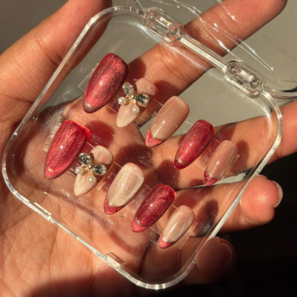 Ruby Sparkle Press-On Nails