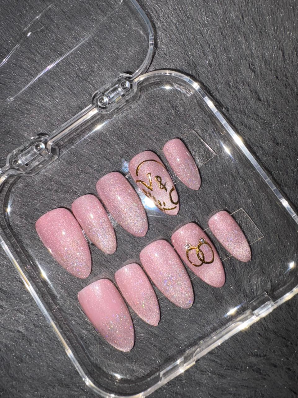 Blush Sparkle Love Press-On Nails