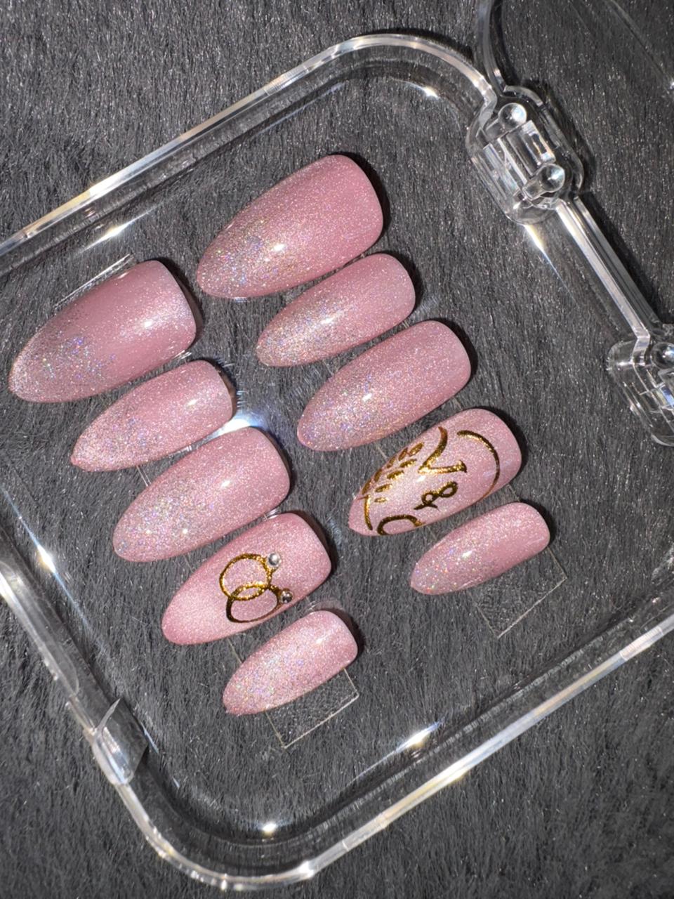 Blush Sparkle Love Press-On Nails