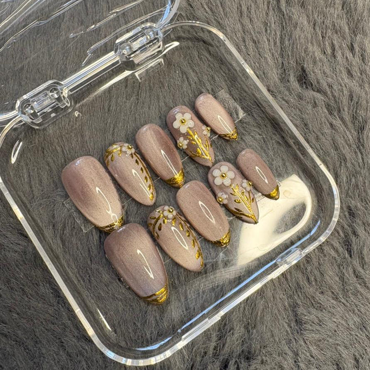 Golden Bloom Press-On Nails