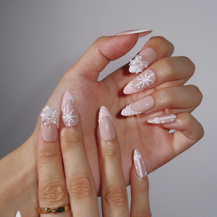 Winter's Gift – Almond Press On Nails