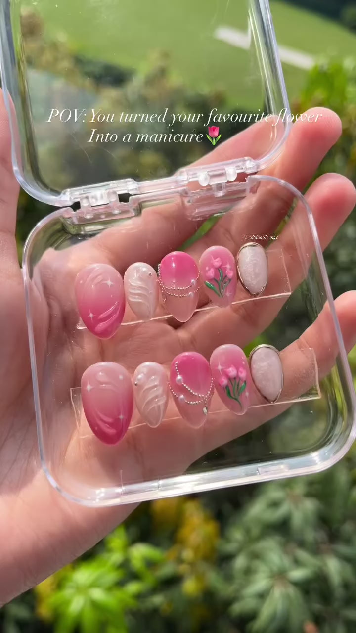 Blush Tulip Charm Press-On Nails
